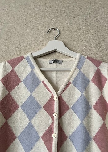 Stamina V Yaka Pastel Desenli Triko Hırka - Görsel 3