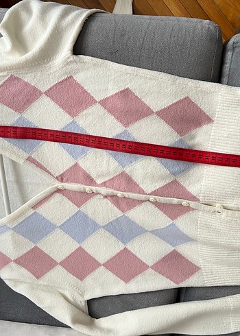 Stamina V Yaka Pastel Desenli Triko Hırka - Görsel 7