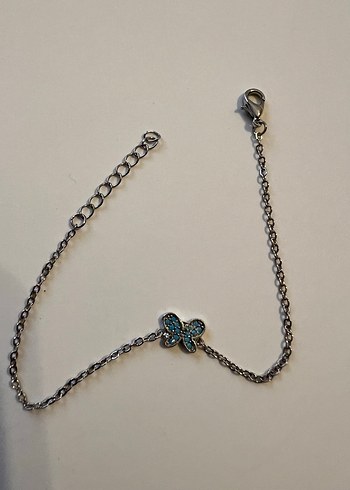 Turkuaz İşlemeli Zincir Detaylı Kadın Bileklik ve halhal - Görsel 3