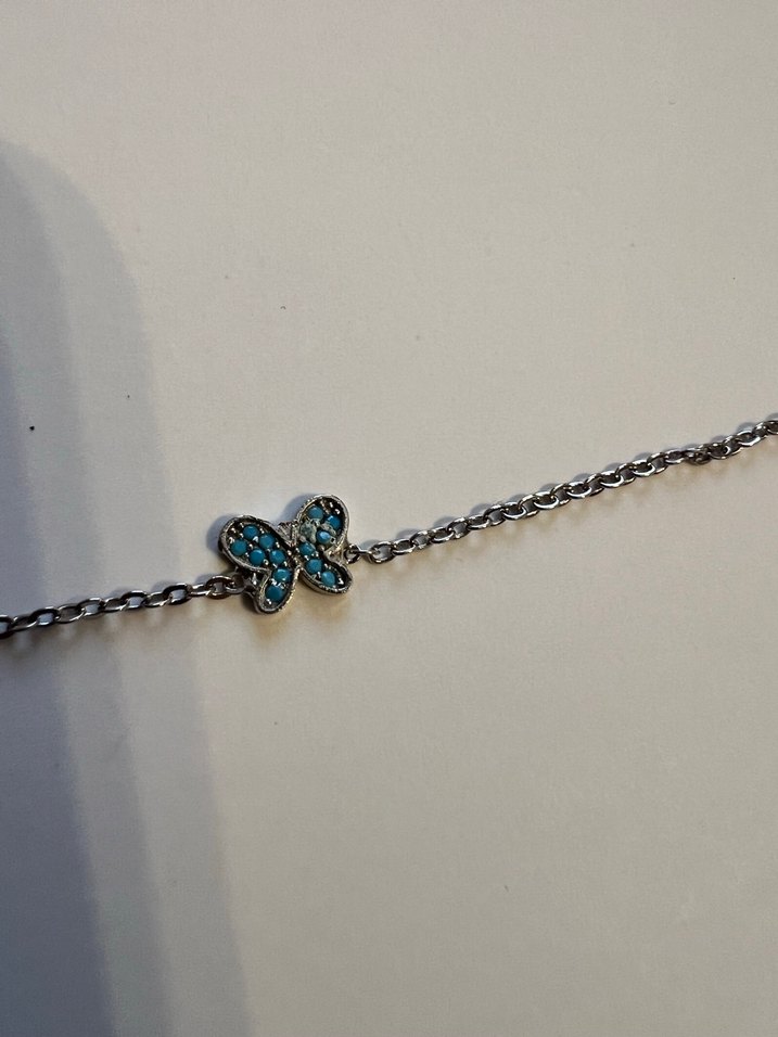 Turkuaz İşlemeli Zincir Detaylı Kadın Bileklik ve halhal - Görsel 5