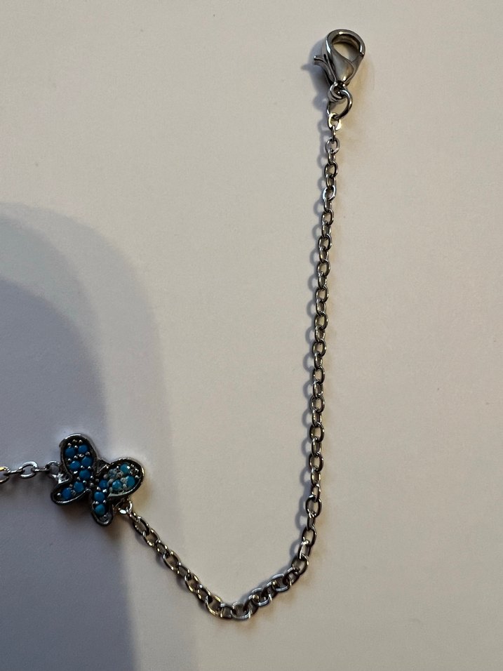 Turkuaz İşlemeli Zincir Detaylı Kadın Bileklik ve halhal - Görsel 4