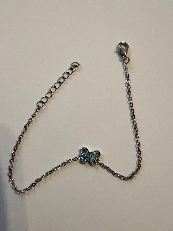 Turkuaz İşlemeli Zincir Detaylı Kadın Bileklik ve halhal - Görsel 3