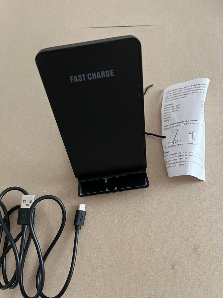 Siyah Hızlı Şarj Kablosuz Telefon Şarj Cihazı - Görsel 5