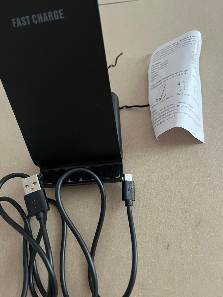 Siyah Hızlı Şarj Kablosuz Telefon Şarj Cihazı - Görsel 2