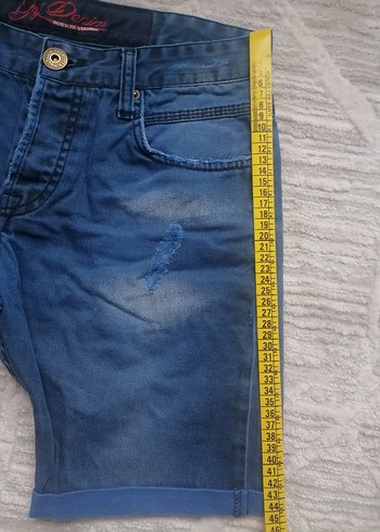 Erkek Mavi Düğmeli Denim Şort - Görsel 4