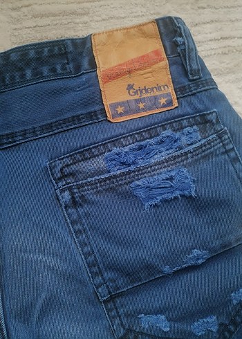 Erkek Mavi Düğmeli Denim Şort - Görsel 5