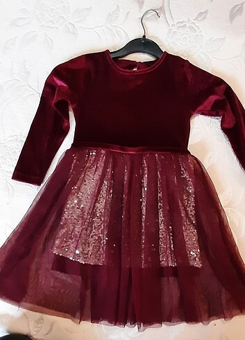 Bordo Tüllü elbise