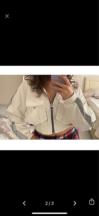 bershka reflektörlü crop ceket