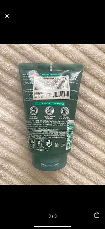  Beden yves rocher yüz temizleme jeli pure menthe