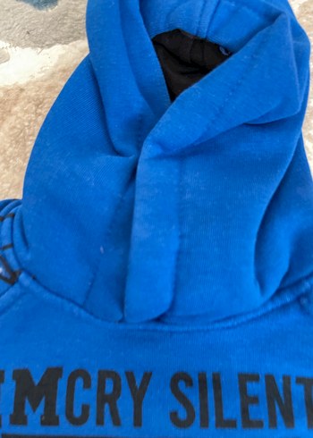 3 Ay Beden mavi Renk Kapüşonlu Mavi Bebek Takımı