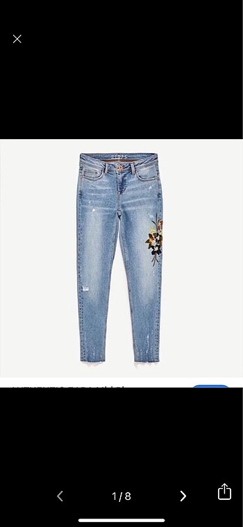 Zara çiçekli kot pantolon