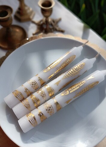 Gold balık desen mum 