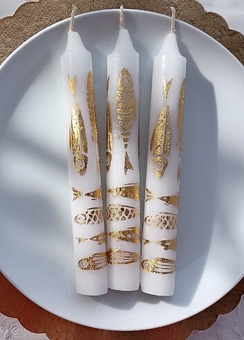  Beden Gold balık desen mum 