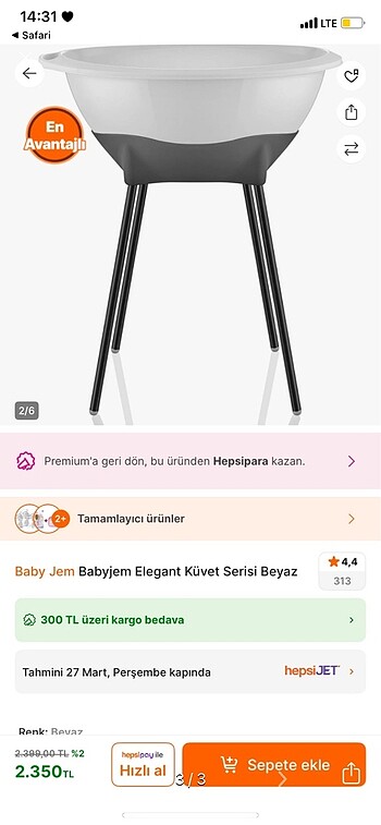 BabyJem Ayaklı küvet