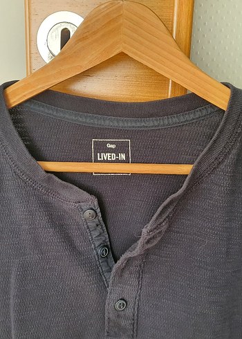 Düğmeli Gri Erkek Uzun Kollu Sweatshirt - Görsel 2