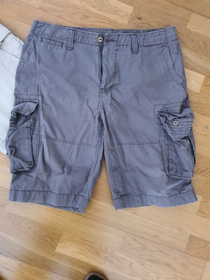 Gri Erkek Keten Kargo Şort Bol Kesim - Görsel 2