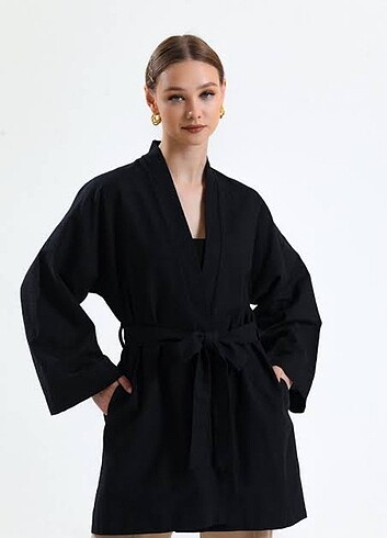 Keten kimono blazer