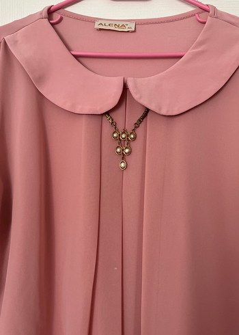 Diğer Zincir Detaylı Pembe Midi Gömlek