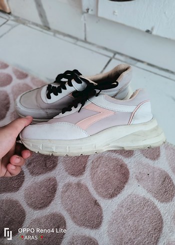 Pembe Platform Topuklu Bağcıklı Kadın Spor Ayakkabı