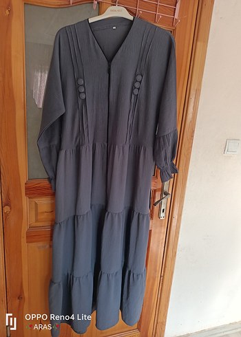 l Beden Gri Piliseli Uzun Kadın ferace