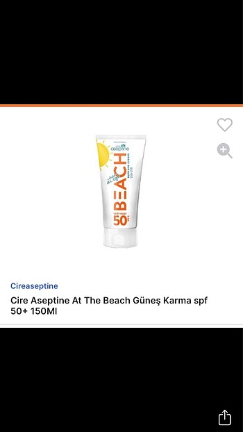 Cire aseptine güneş kremi
