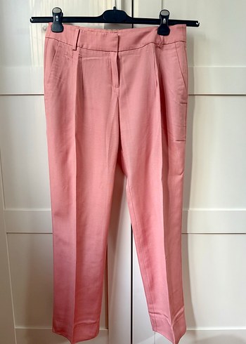 Pembe Midi Kadın Kumaş Pantolon