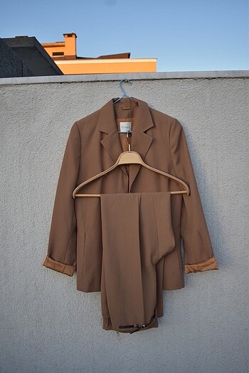 42 Beden kahverengi Renk Roma marka ikili takım blazer ceket