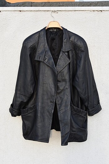 44 Beden siyah Renk Vintage deri ceket