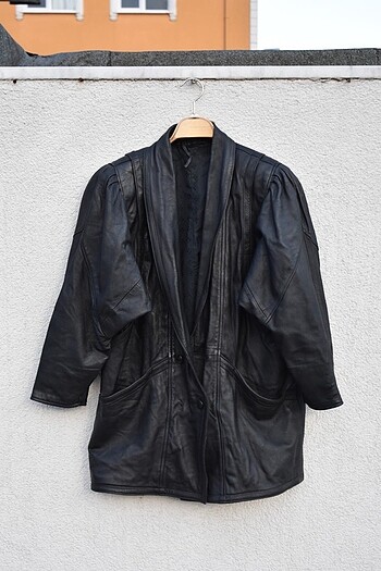 m Beden siyah Renk Vintage oversize hakiki deri ceket