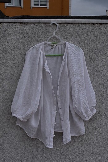 H&M Krinkle beyaz Bluz Gömlek Oversize
