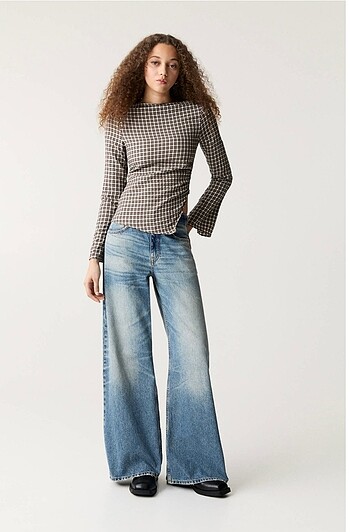 l Beden Pull&Bear Kareli Bluz