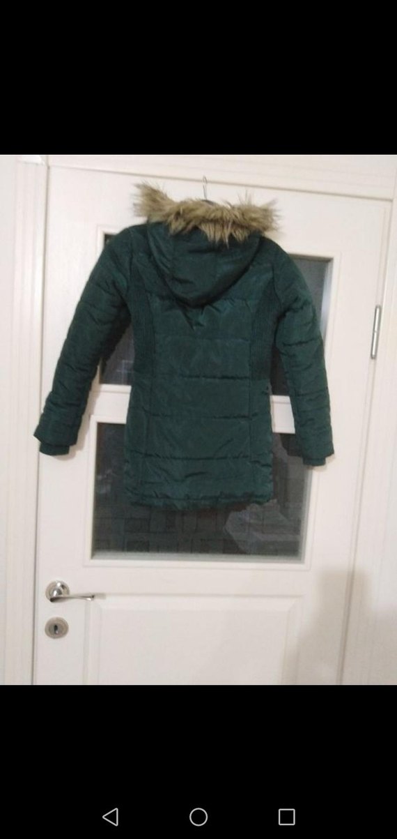 Koyu Yeşil Fermuarlı kız çocuk Kışlık Mont - Görsel 2