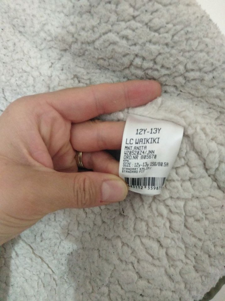 Kapüşonlu ve Kürklü Haki Kız çocuk Mont - Görsel 5