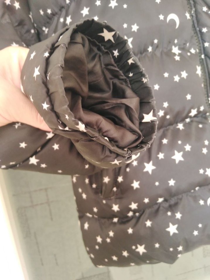 Kız Çocuk Siyah Yıldız Desenli mont - Görsel 4