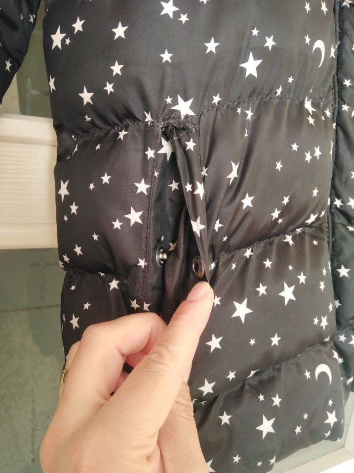 Kız Çocuk Siyah Yıldız Desenli mont - Görsel 3