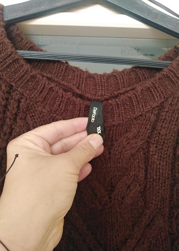 Kahverengi Bohem Örgü Kadın Kazak - Görsel 8