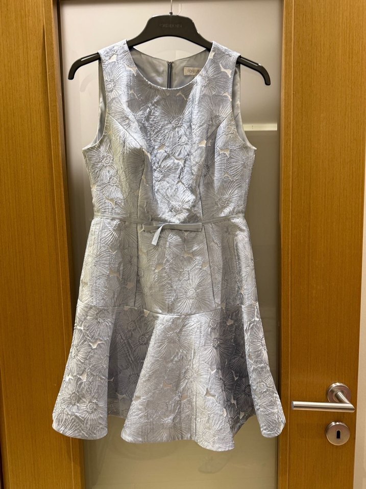 Açık mavi Mini çiçek Desenli kurdele Detaylı Elbise - Görsel 2