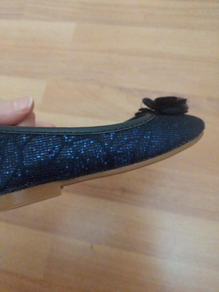 Koyu Mavi Kız Babet Ayakkabı Velcro - Görsel 4