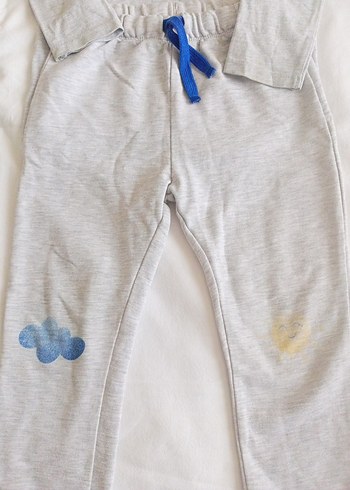 4 Yaş Beden Gri Desenli çocuk ikili Takım pijama takımı