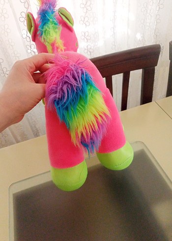 Renkli Pembe Unicorn Pony Büyük boy Peluş At