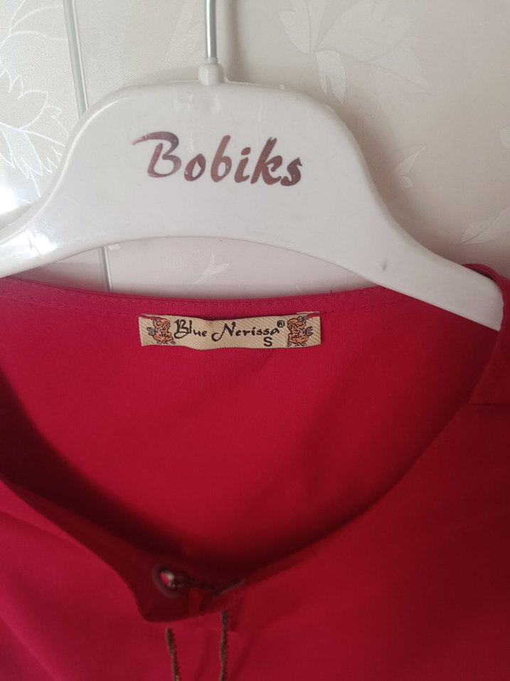 Bordo V Yaka Kolsuz Mini Bluz - Görsel 2