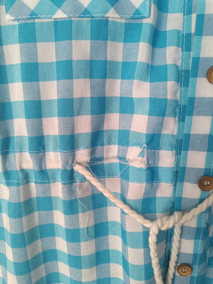 Turkuaz Ekose Desenli Kolsuz Uzun Elbise - Görsel 4