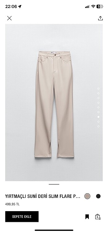 Zara İspanyol Paça Deri Pantolon
