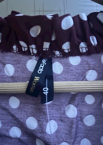 Mor Puantiyeli Düğmeli Hamile Tunik - Görsel 3