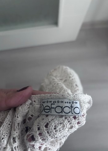 Dantel Detaylı Kısa Kollu Beyaz Bluz - Görsel 3