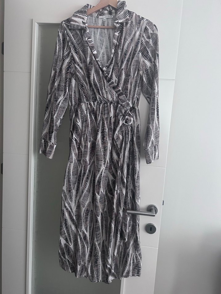 Gri Zebra Desenli Uzun Elbise - Görsel 2