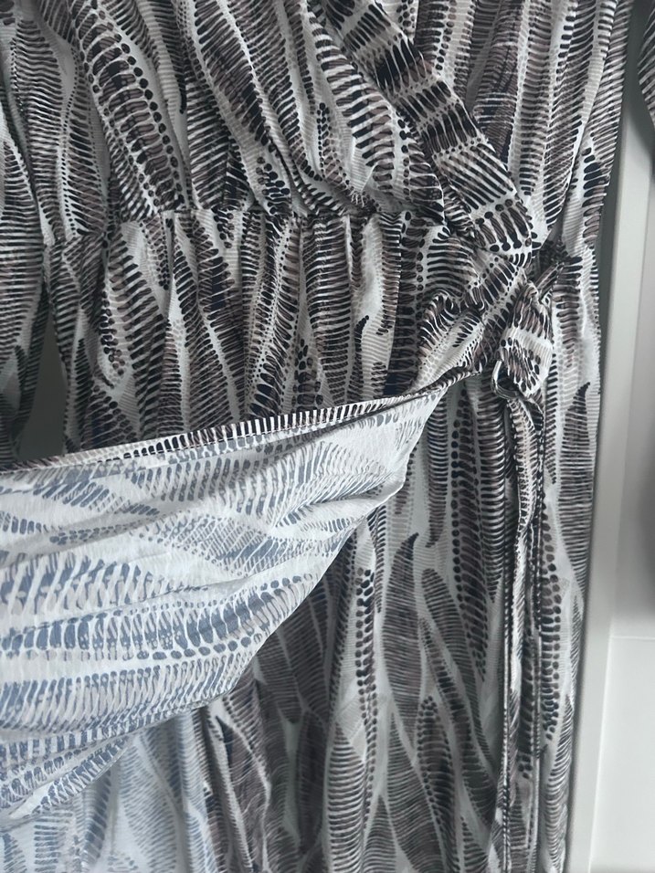 Gri Zebra Desenli Uzun Elbise - Görsel 5