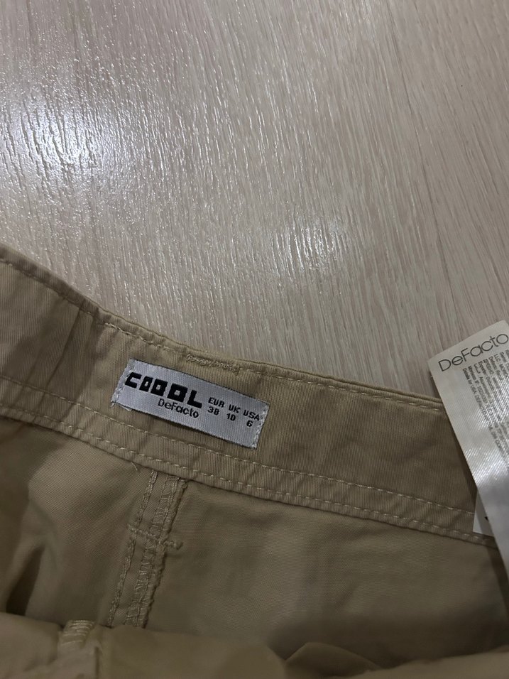 Kadın Bej Kemerli Rahat Kesim Kargo Pantolon - Görsel 2