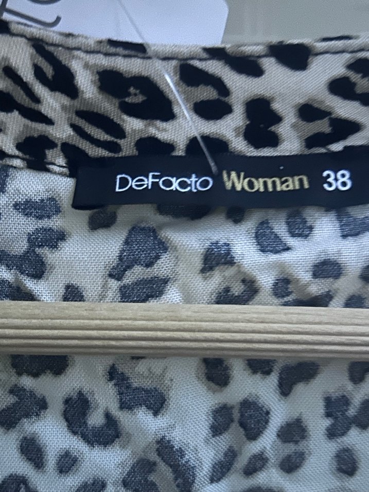 Bej Zebra Desenli Uzun Kollu Uzun Elbise - Görsel 2