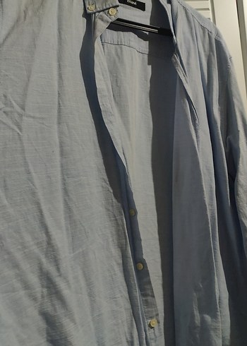 Gri Erkek Keten Gömlek - Görsel 3